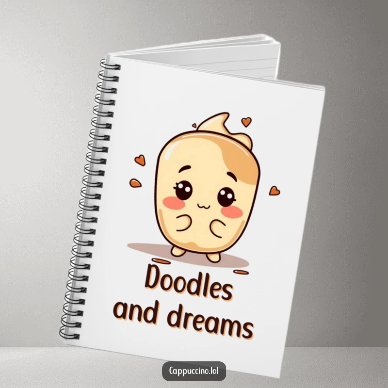 Funny espresso stain notebook, playful character making silly faces, useful journal, perfect humorous writing gift.