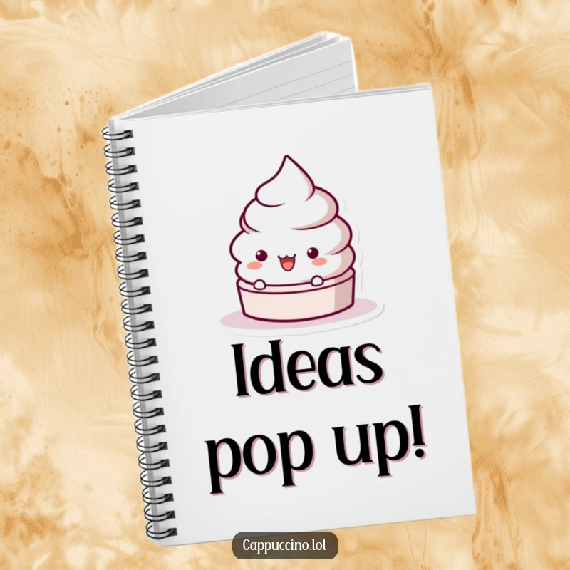 Funny Frothy Lid Surprise Notebook showing a playful character popping up in shock, perfect for jotting down thoughts with whimsical energy.