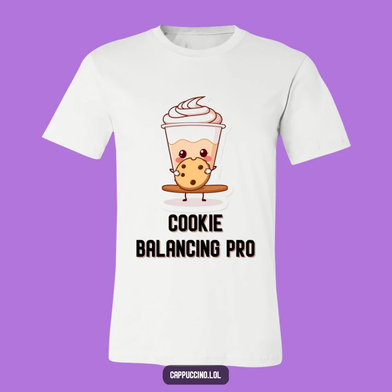 Funny Cappuccino Cookie Balance T-Shirt - Wear Your Joyful Treat!