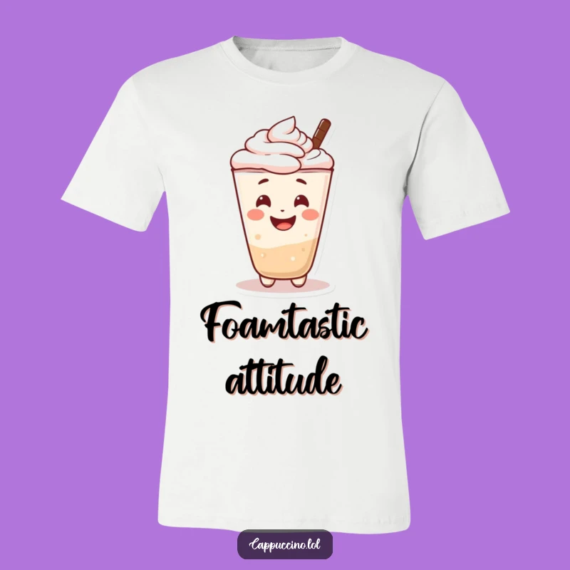 Funny Cappuccino Smile T-Shirt: Cheerful Foam Character Tee