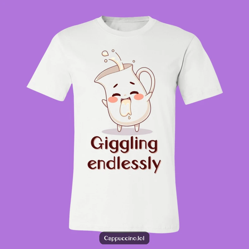 Funny Milk Pitcher Giggles T-Shirt: Mischievous Character Tee, Humor Gift