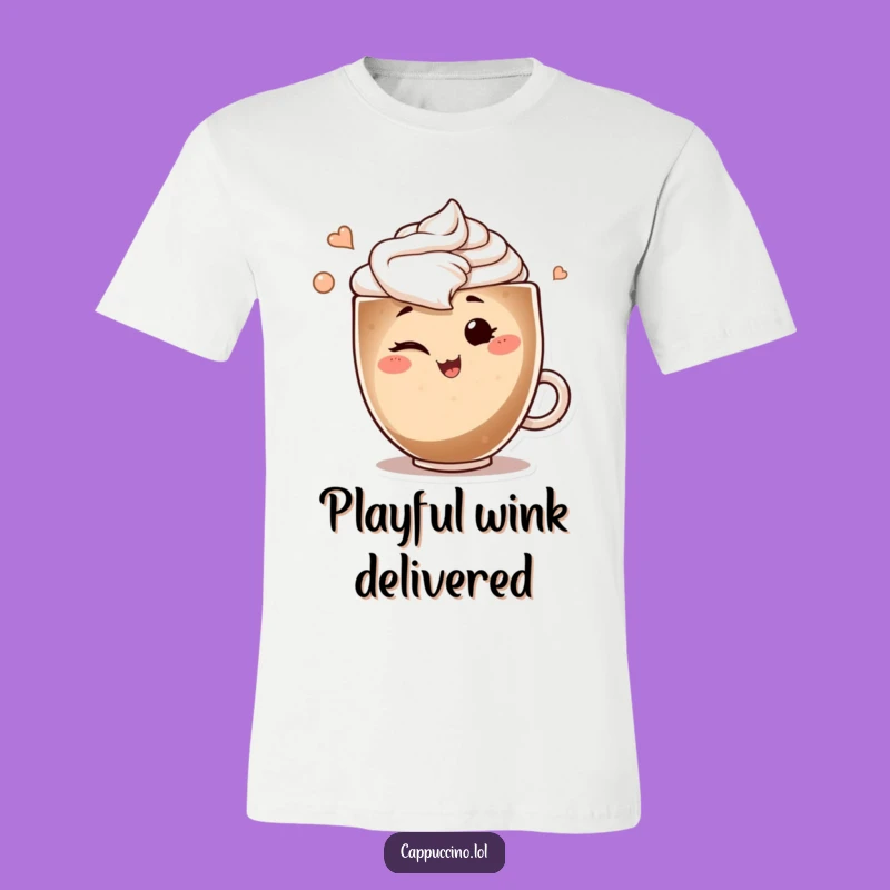 Funny Winking Cappuccino T-Shirt: Wear a Playful Art Swirl Character Gift