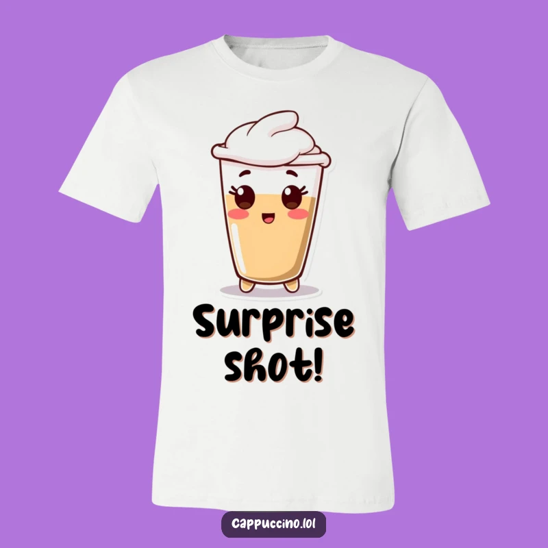 Funny Espresso Surprise T-Shirt: Happy Character Tee, Ideal Funny Gift!
