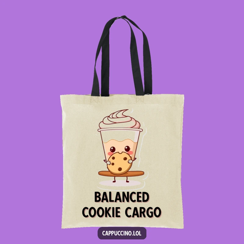 Funny Cappuccino Cookie Balance Tote Bag - Carry Your Treats & Smiles!