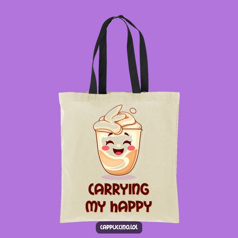 Funny Cappuccino Swirl Tote Bag: Hilarious Laughing Face, Practical Gift