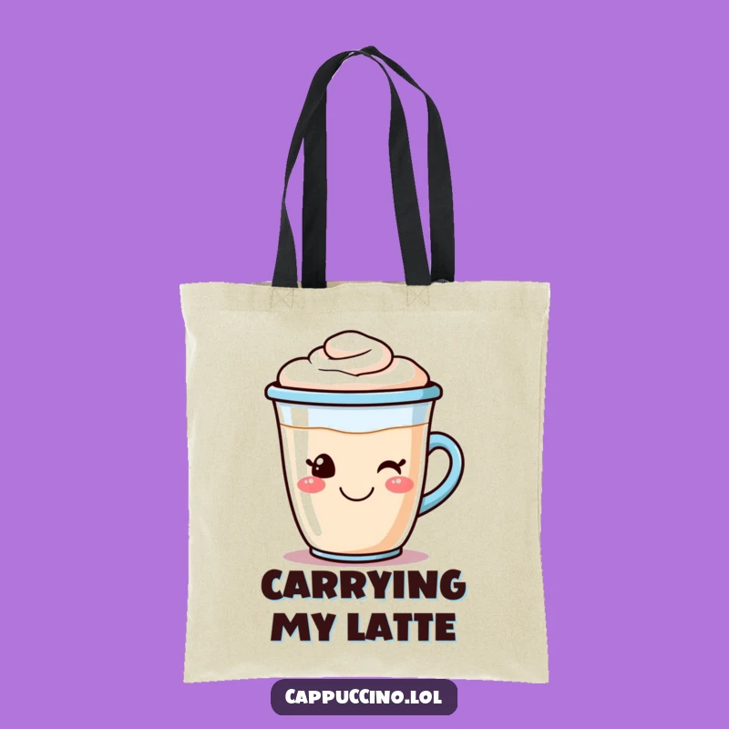 Funny Cappuccino Tote Bag: Smiling Coffee Cup Carry-All, Perfect Funny Gift