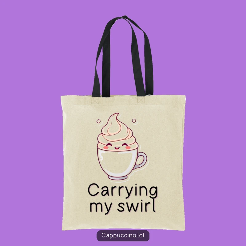 Funny Milk Froth Swirl Tote Bag: Cheerful Character Carry-all, Perfect Shopping Funny Gift!