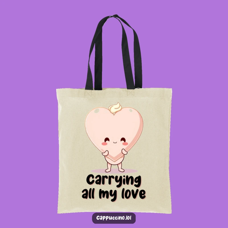 Funny Cappuccino Heart Tote: Carry Your Affection with a Wobbly Coffee Gift