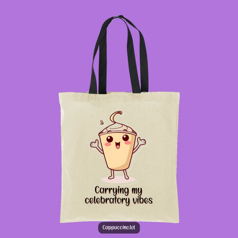 Funny Cappuccino Jig Tote: Carry Your Day with a Dancing Coffee Character Gift