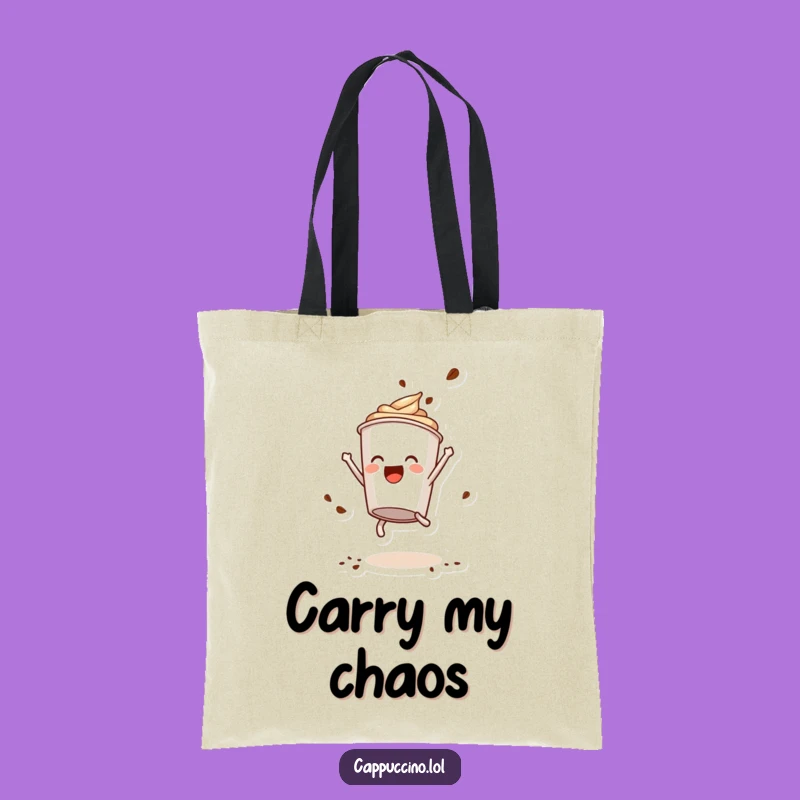 Funny Somersault Tote Bag: Durable Cappuccino Cup Character Coffee Powder Carryall