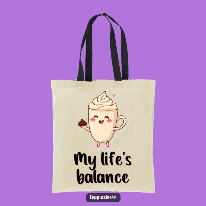 Funny Cappuccino Balance Tote: Carry Your Style with Grace!